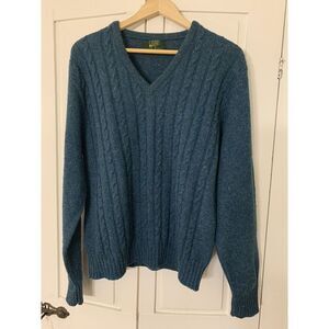 Vtg‎ Jantzen Country Squire Sweater Men's Large Teal V-Neck Worsted Wool